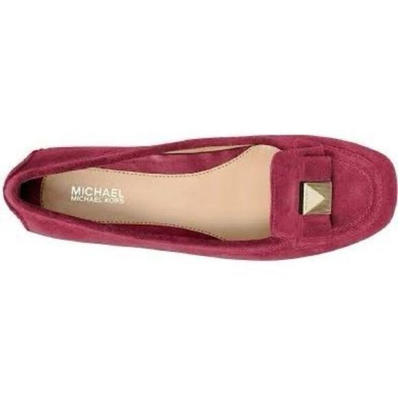 Michael Kors Size 8.5 Suede Leather Moccasin Driving Shoes Maroon Red Classy - Picture 3 of 11